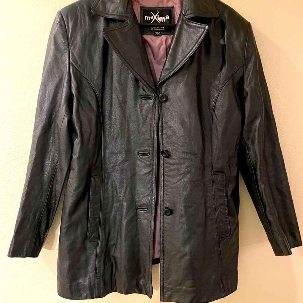 Vintage Early 2000s Maxima Wilson’s Black Leather Peacoat